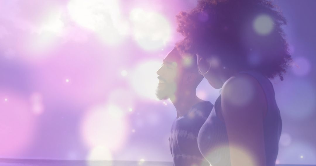 Mystical Beach Couple with Ethereal Glow