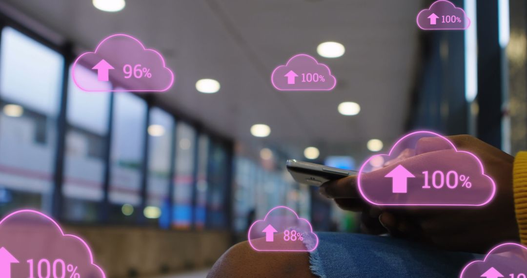 Smartphone and Cloud Connectivity in Technology Concept