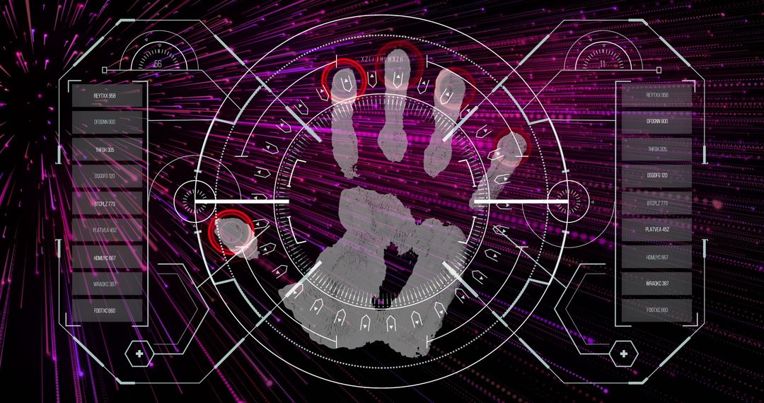 Futuristic Biometric Handprint Scan on Digital Interface