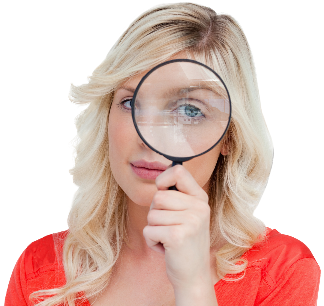 Fair-Haired Woman Looking Through Transparent Magnifying Glass - Download Free Stock Images Pikwizard.com