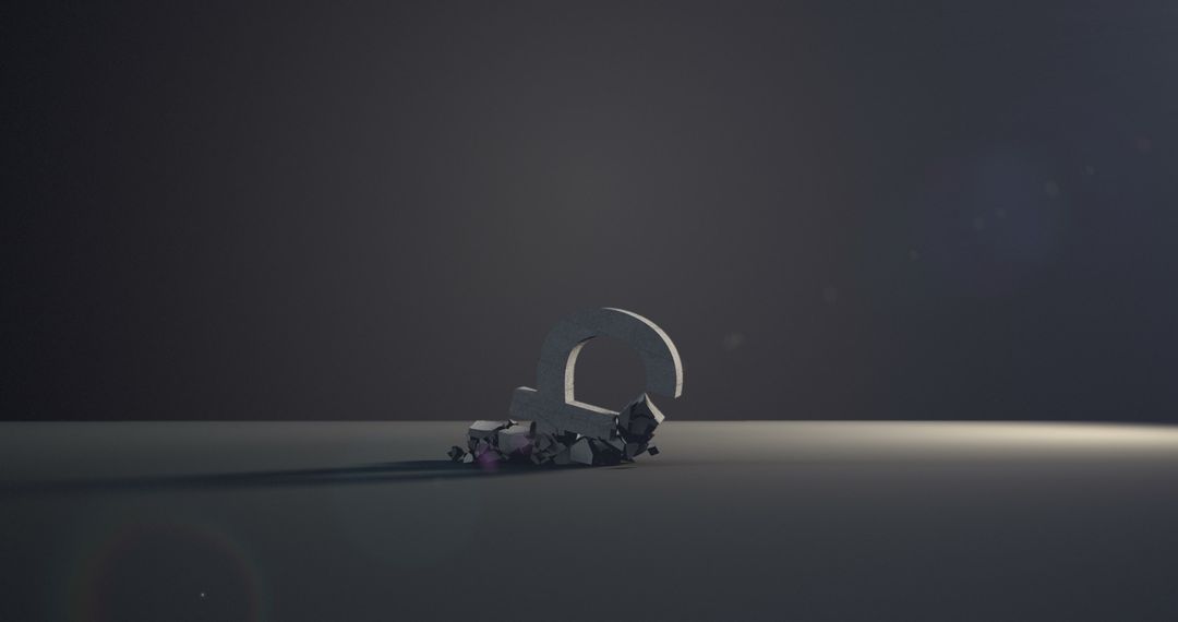 Breaking Pound Currency Symbol Amidst Shattered Pieces