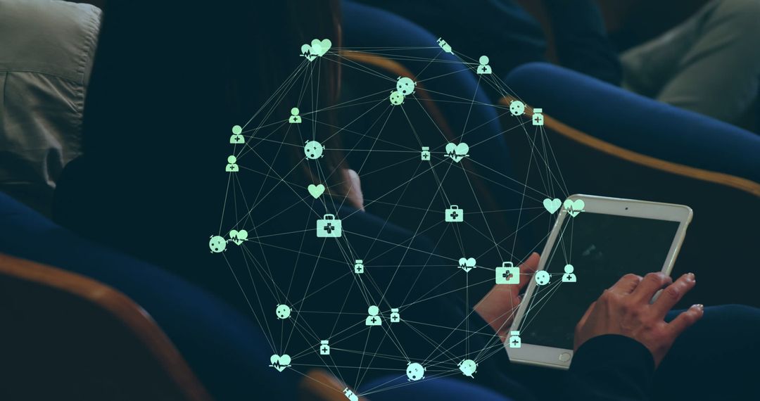 Global Digital Network with Businesswoman Using Tablet