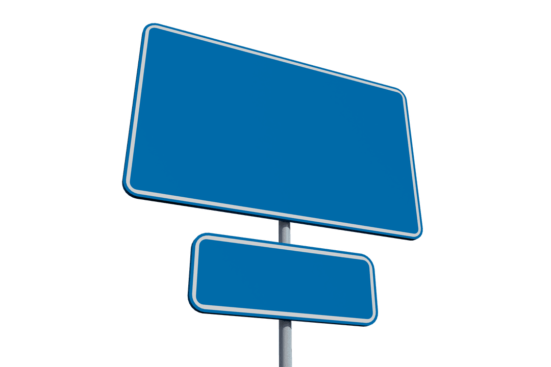 Blue Signpost on Transparent Background for Travel Concepts