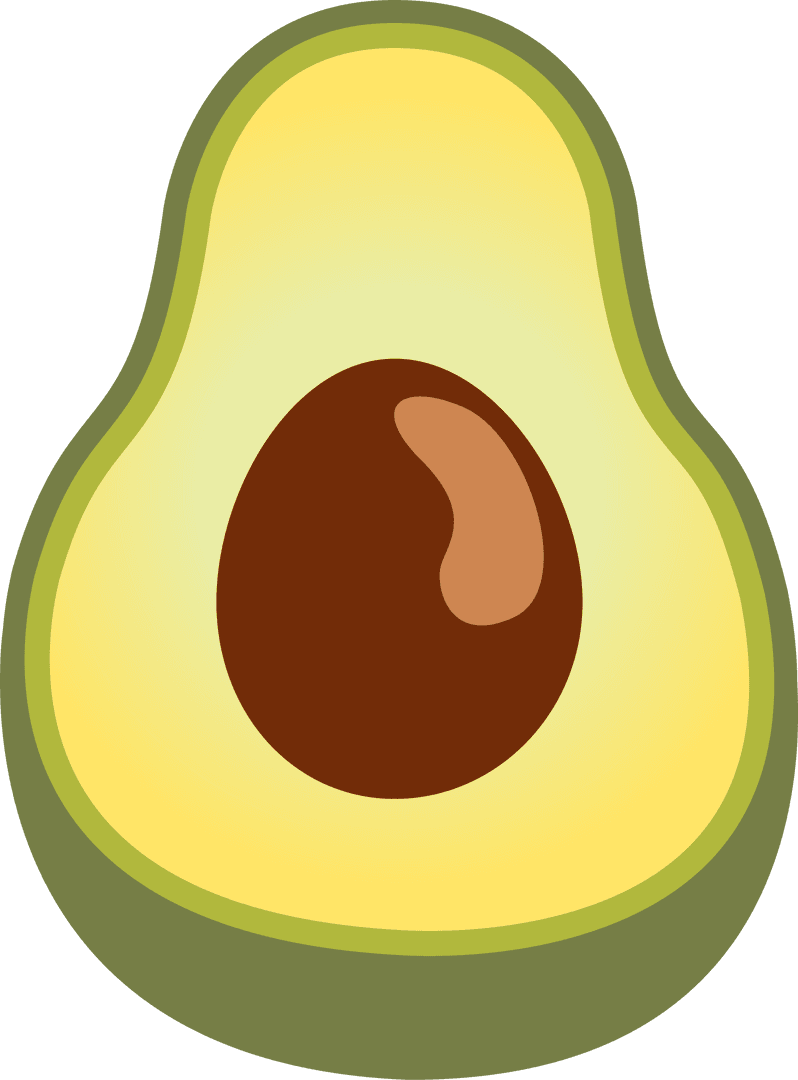 Stylized Avocado Half Transparent Vector with Seed