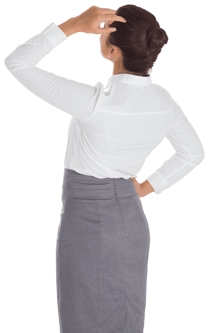 Businesswoman Rear View Transparent Background for Virtual Interfaces