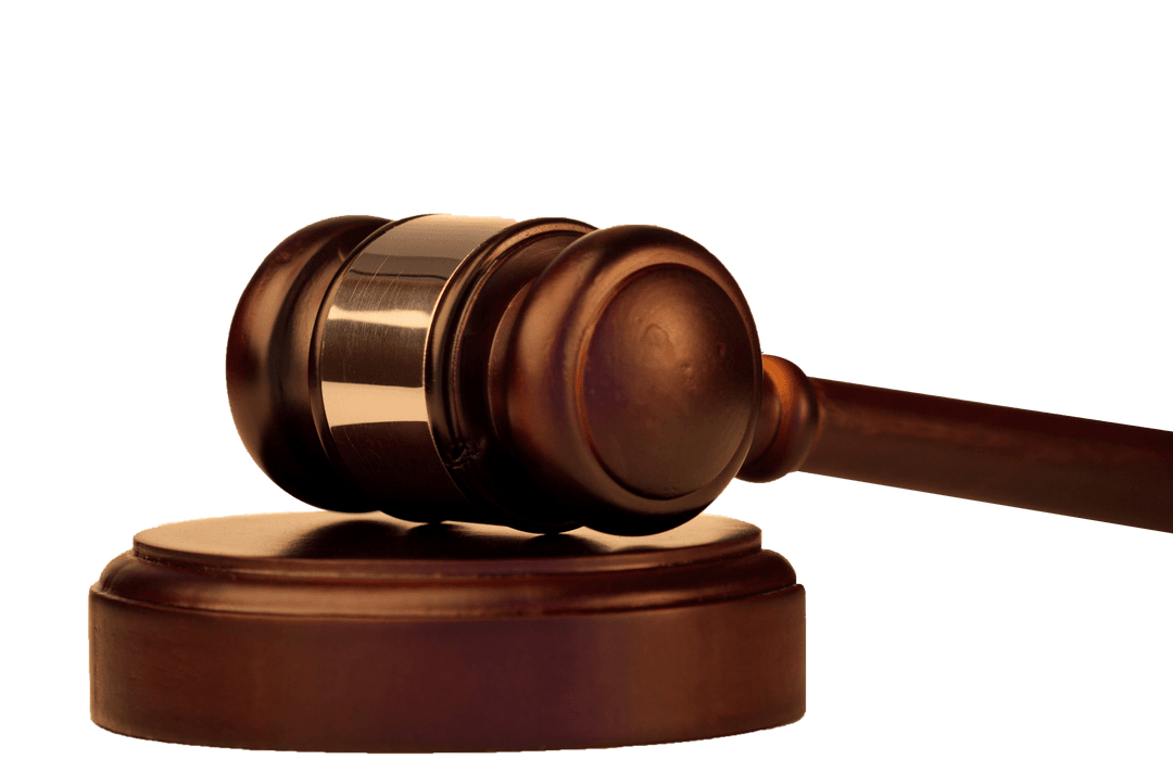 Wooden Gavel on Transparent Background for Justice and Law Concepts