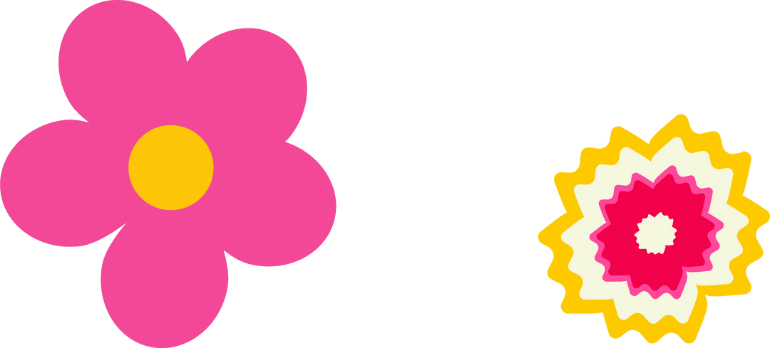 Vibrant Abstract Flower Duo on Transparent Canvas for Creative Design