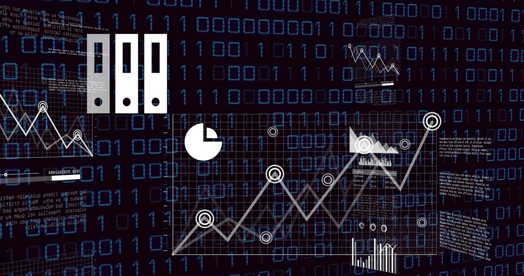 Digital Graph Network with Code and Infographics Overlay