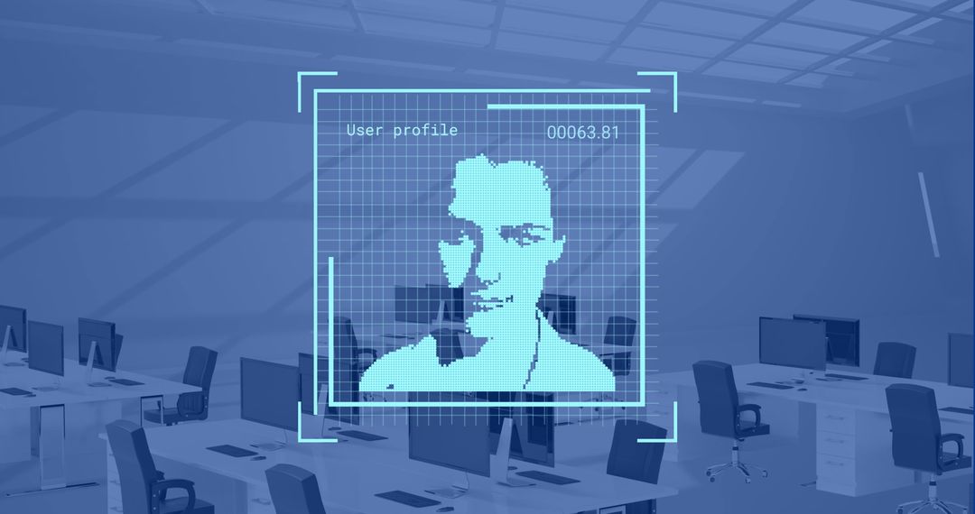 Digital Face Recognition Technology Interface in Office