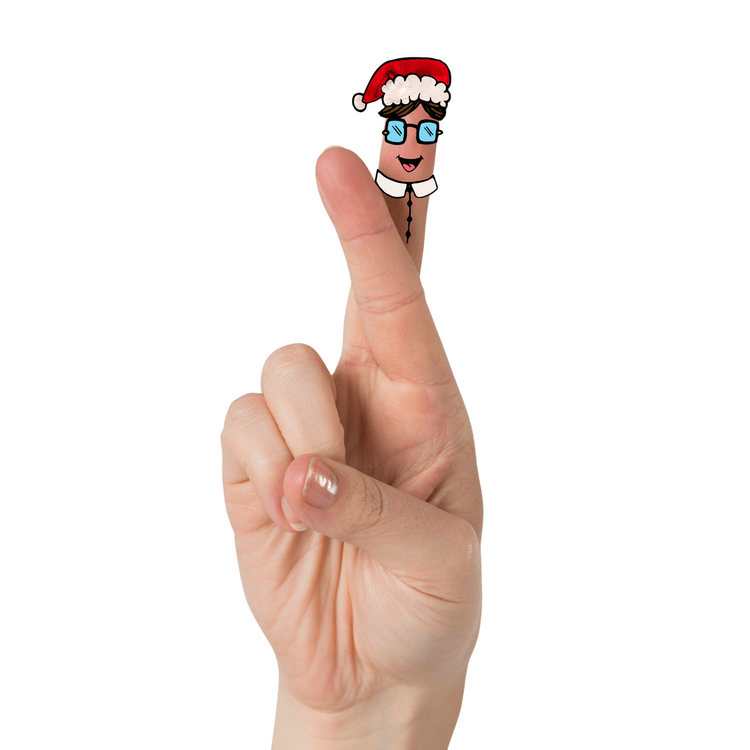 Finger Puppet Santa on Transparent Background for Christmas