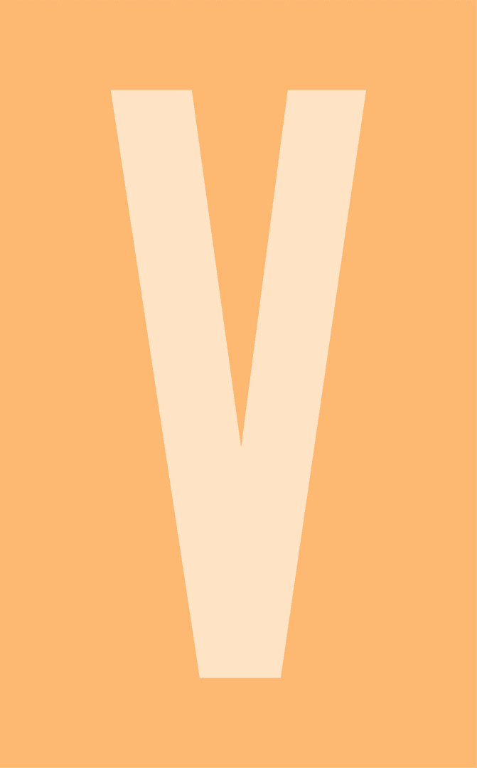 Minimalist Pale Cream Letter V on Peach Block Transparent Background