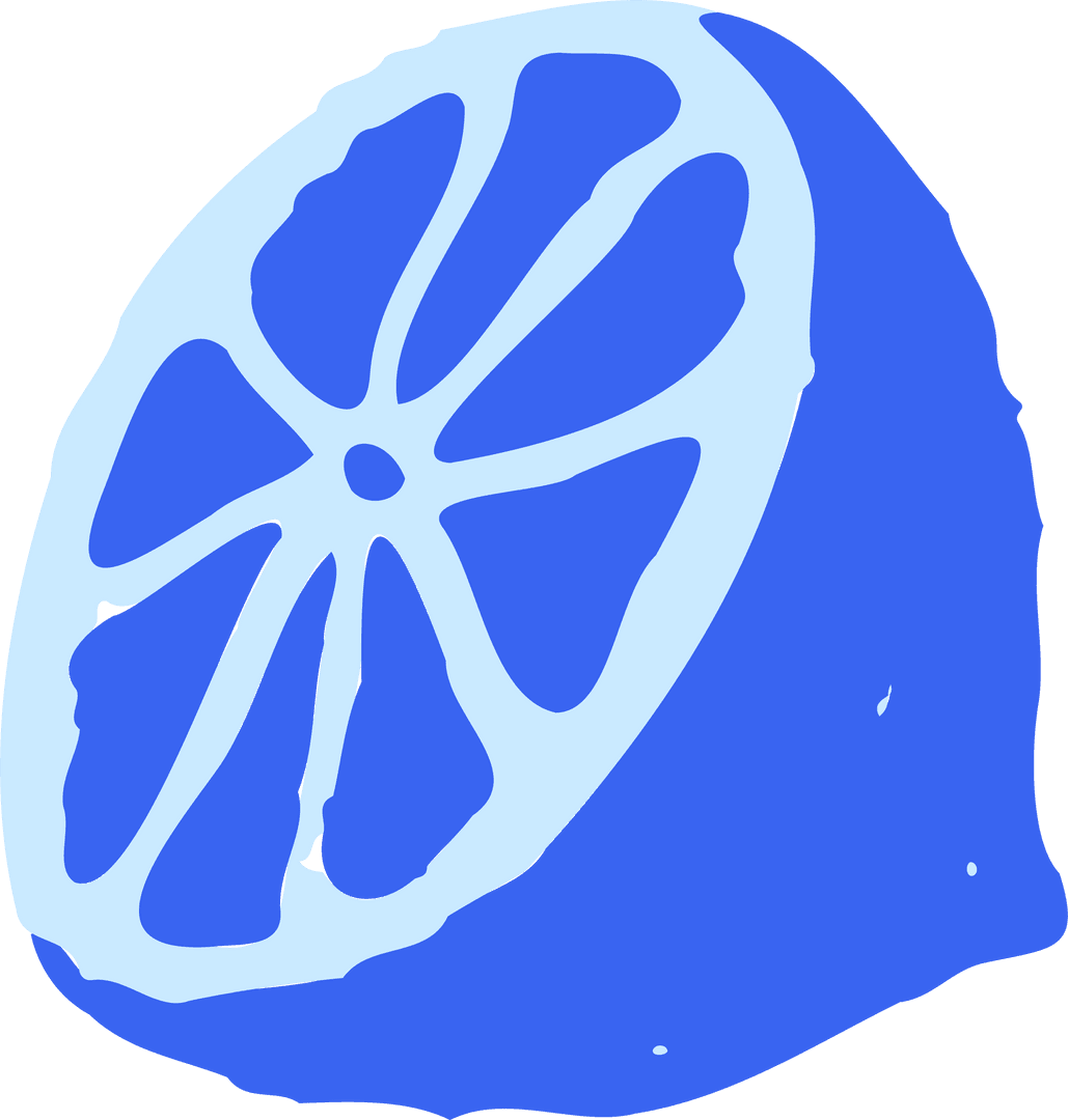 Transparent Two-Tone Blue Citrus Wedge Illustration