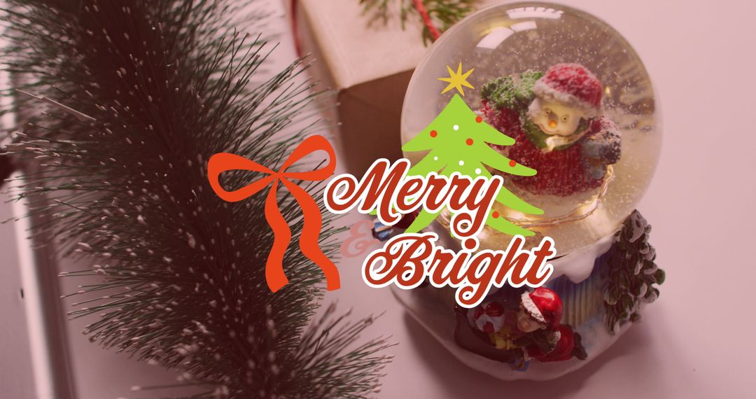 Festive Chrismas Greetings with Snow Globe and Decorations