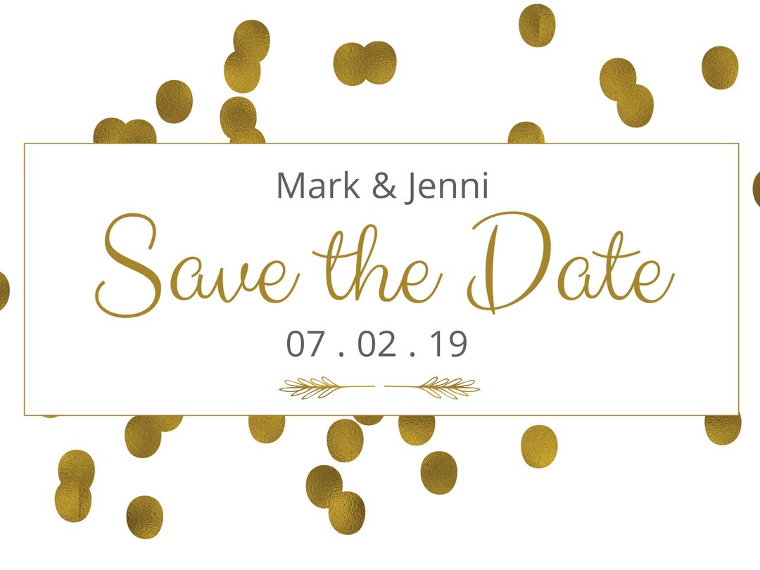 Gold Polka Dot Save The Date Invitation Template for Wedding - Download Free Stock Templates Pikwizard.com