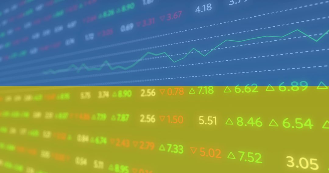 Data Displaying Over Ukraine Flag Symbolizing Economic Impacts