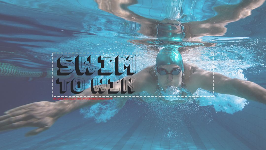 Focused Swimmer Gliding Underwater Promotional Message - Download Free Stock Templates Pikwizard.com