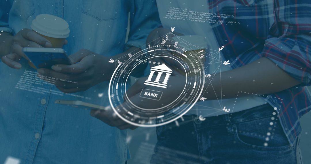 Digital Banking Concept with Holograph Connectivity Overlay