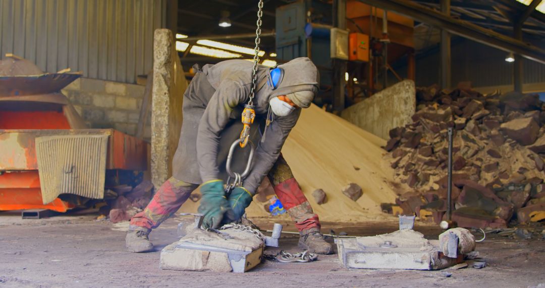 Industrial Worker Handling Heavy Machinery in Factory - Free Images, Stock Photos and Pictures on Pikwizard.com