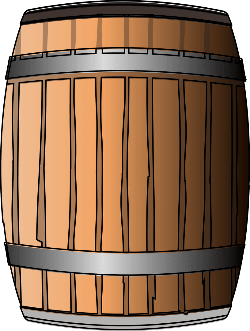 Transparent Flat Design Wooden Barrel Rustic Container Art
