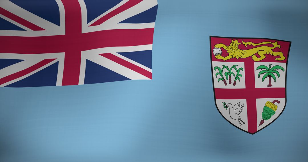Waving Flag of Fiji Symbolizing National Pride