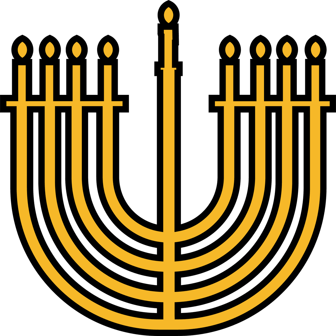 Flat Vector Golden Menorah on Transparent Background