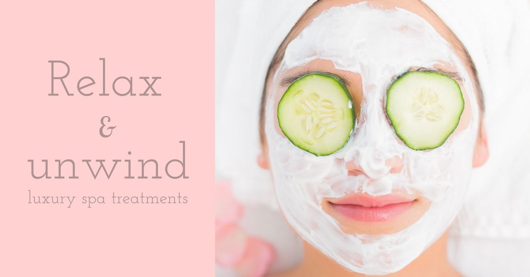 Tranquil Spa Relaxation with Facial Mask and Cucumber Slices