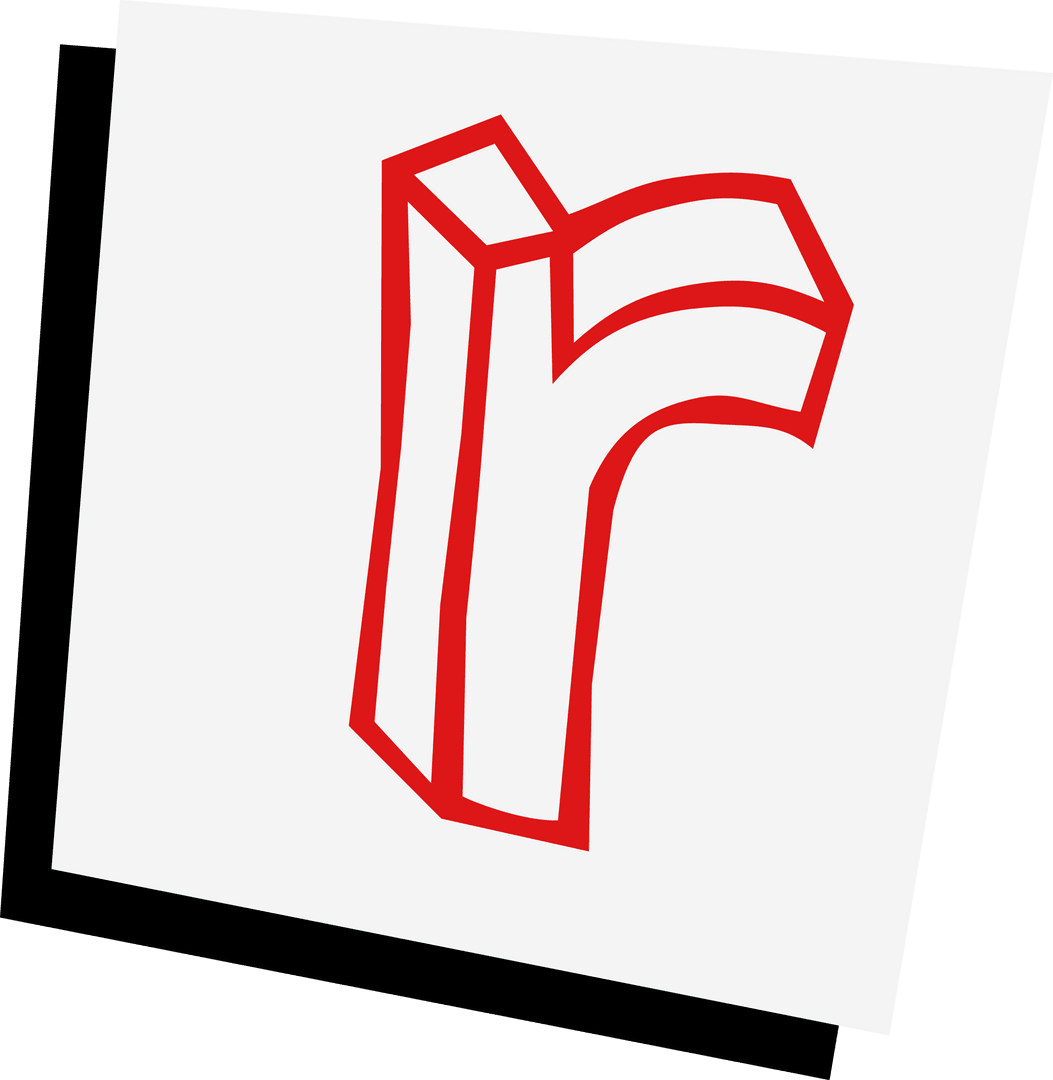 Red 3D Isometric Letter R on Transparent Background