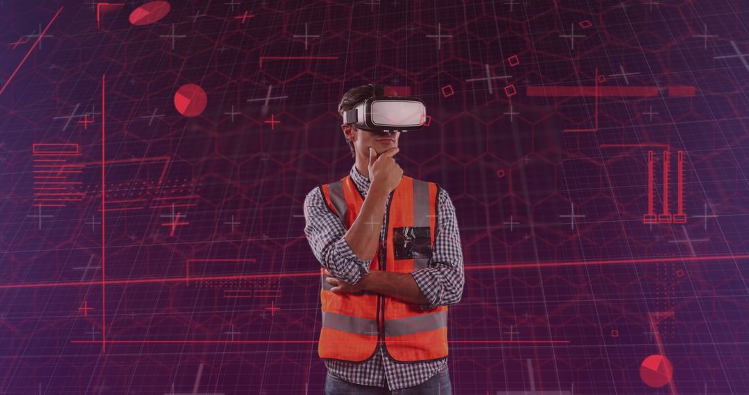 Male Engineer Using VR Headset for Technological Innovation