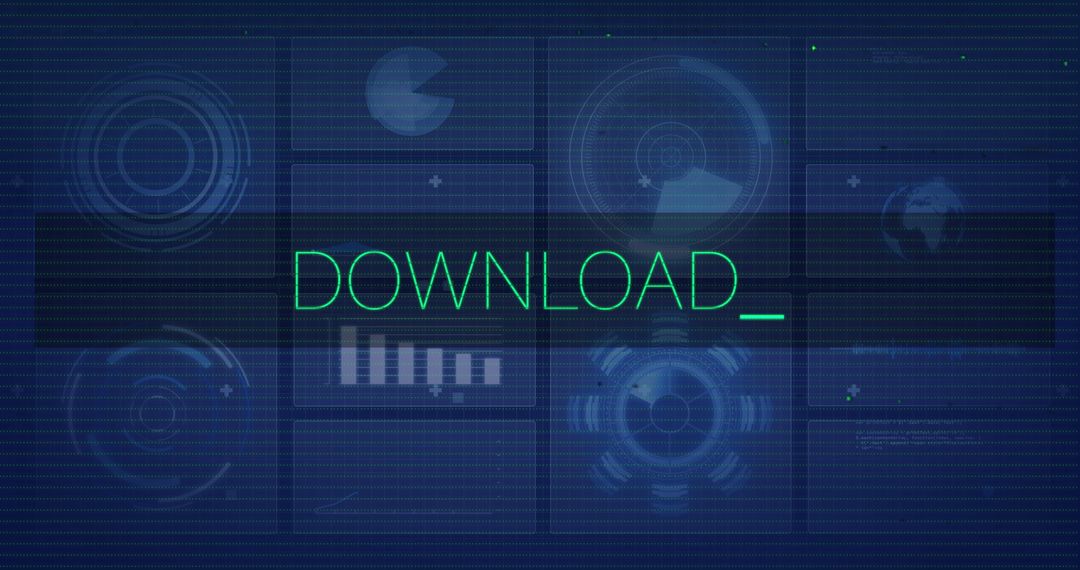 Futuristic Digital Download Interface with Data Graphics