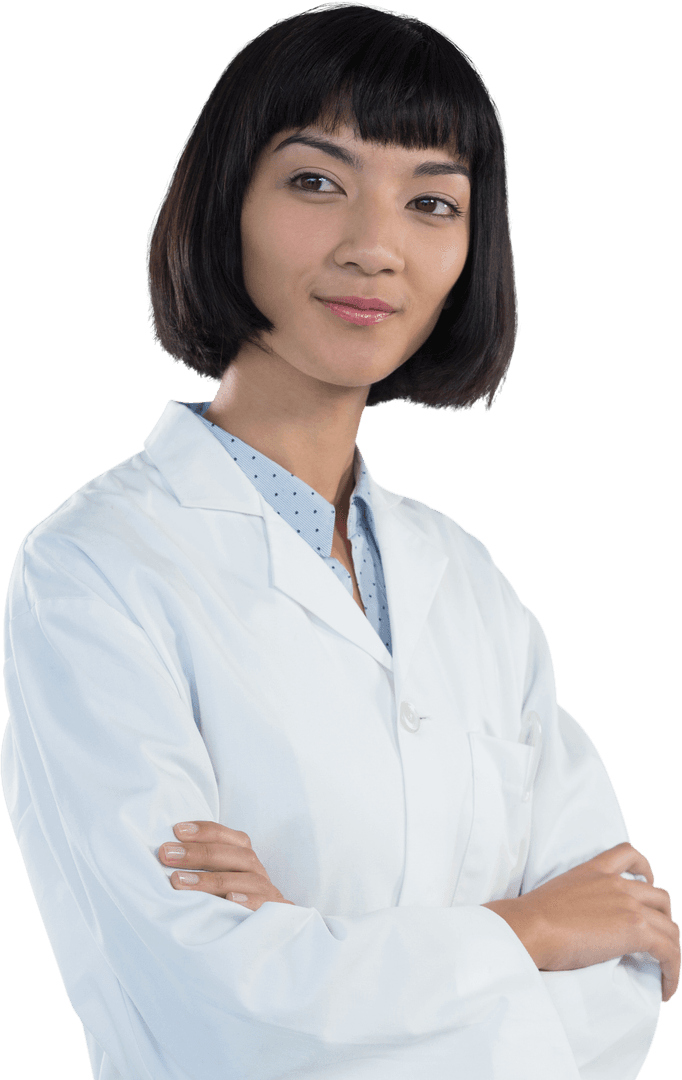 Transparent Confident Doctor with Arms Crossed in White Coat