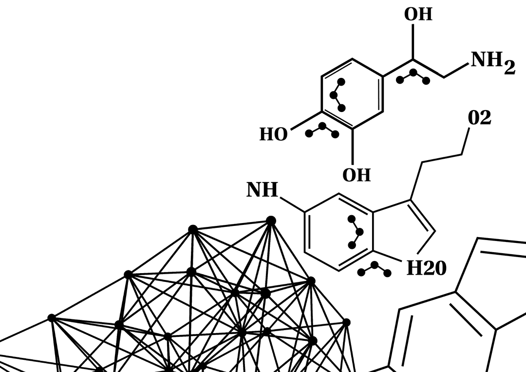 Chemical Formula with Network on Transparent Background