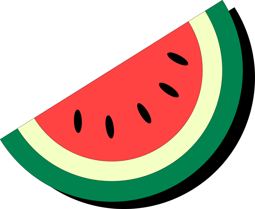 Flat Design Watermelon Slice Illustration on Transparent Background