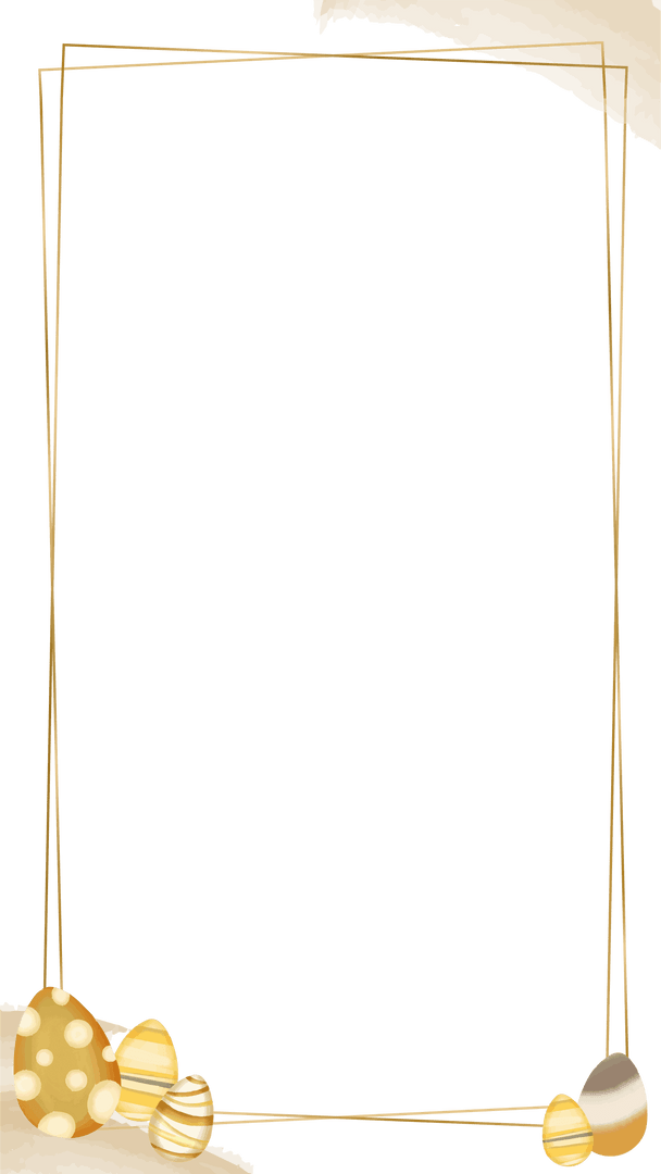 Transparent Easter Frame with Elegant Gold Elements and Festive Design