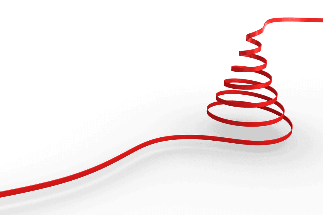 Red Ribbon Christmas Tree on Transparent Background