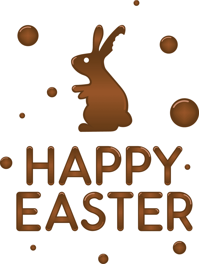 Transparent Easter Bunny with Chocolate Text and Dots