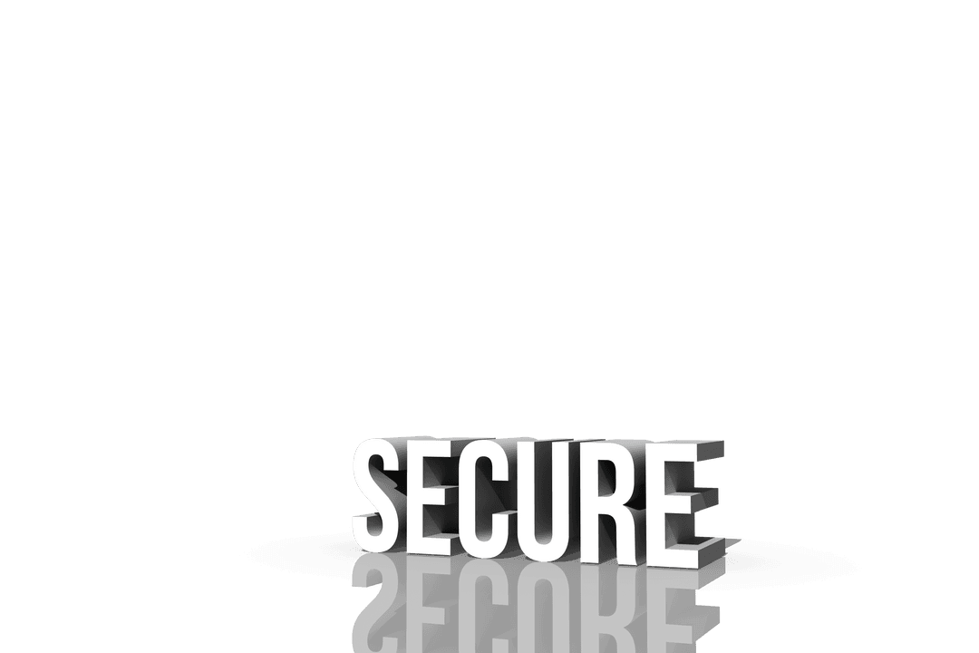 Transparent Secure Text with Reflection on Clear Background