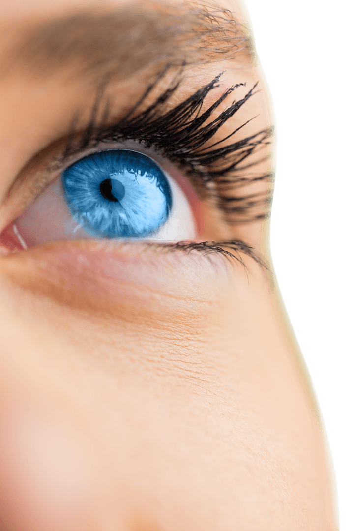 Transparent View of Female's Striking Blue Eye