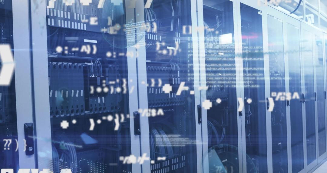 Digital Interface Overlay in a Modern Server Room