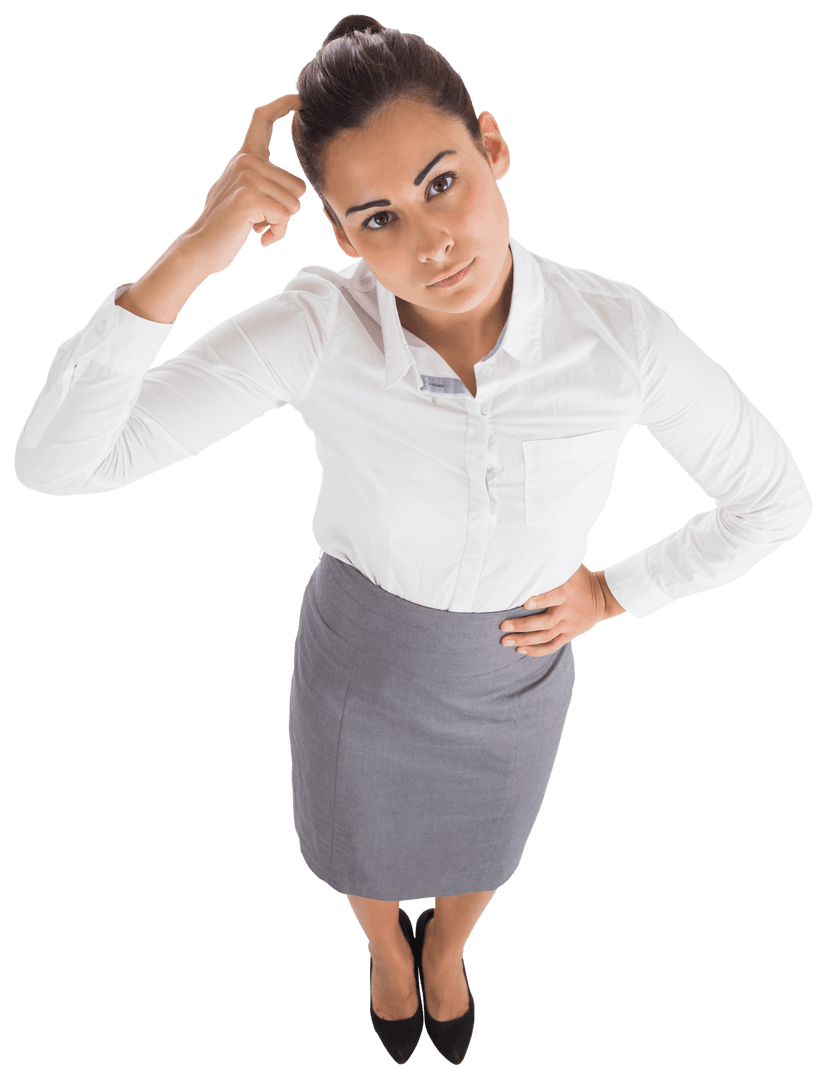 Focused Caucasian Businesswoman on Transparent Background