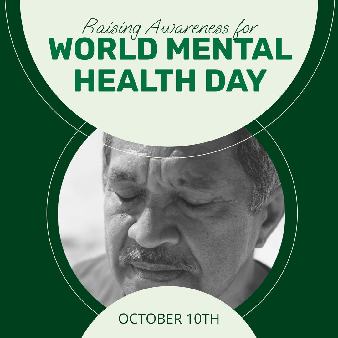 World Mental Health Day Awareness with Reflective Man - Download Free Stock Templates Pikwizard.com