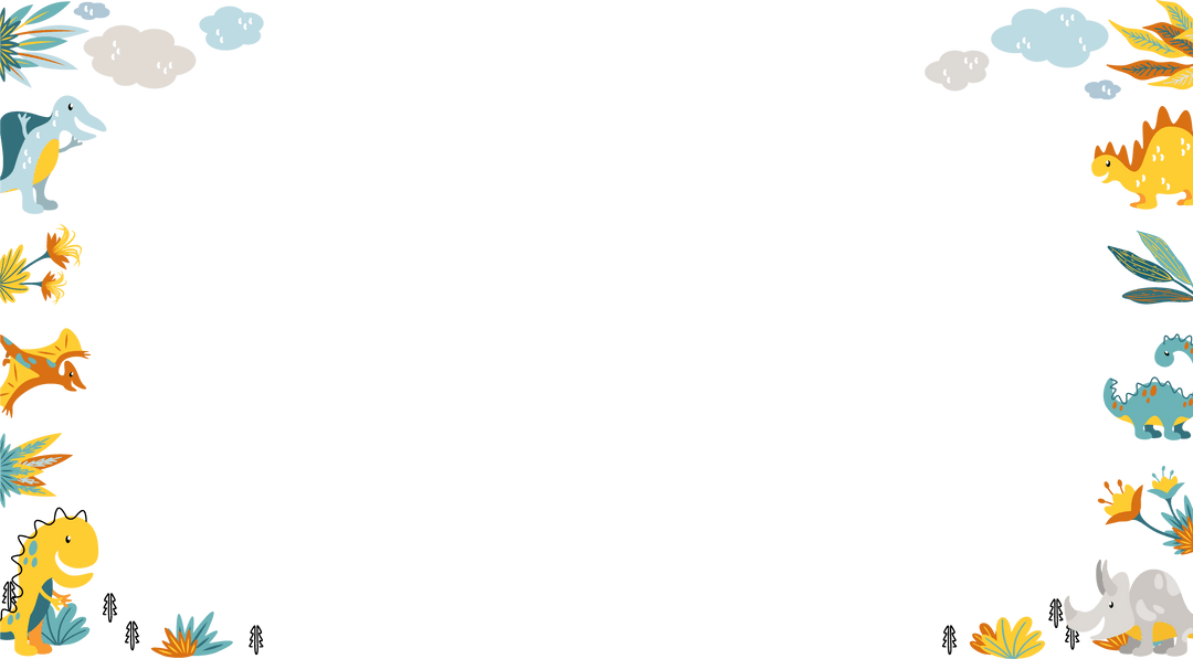 Transparent Dinosaur Frame with Colorful Playful Cartoon Style