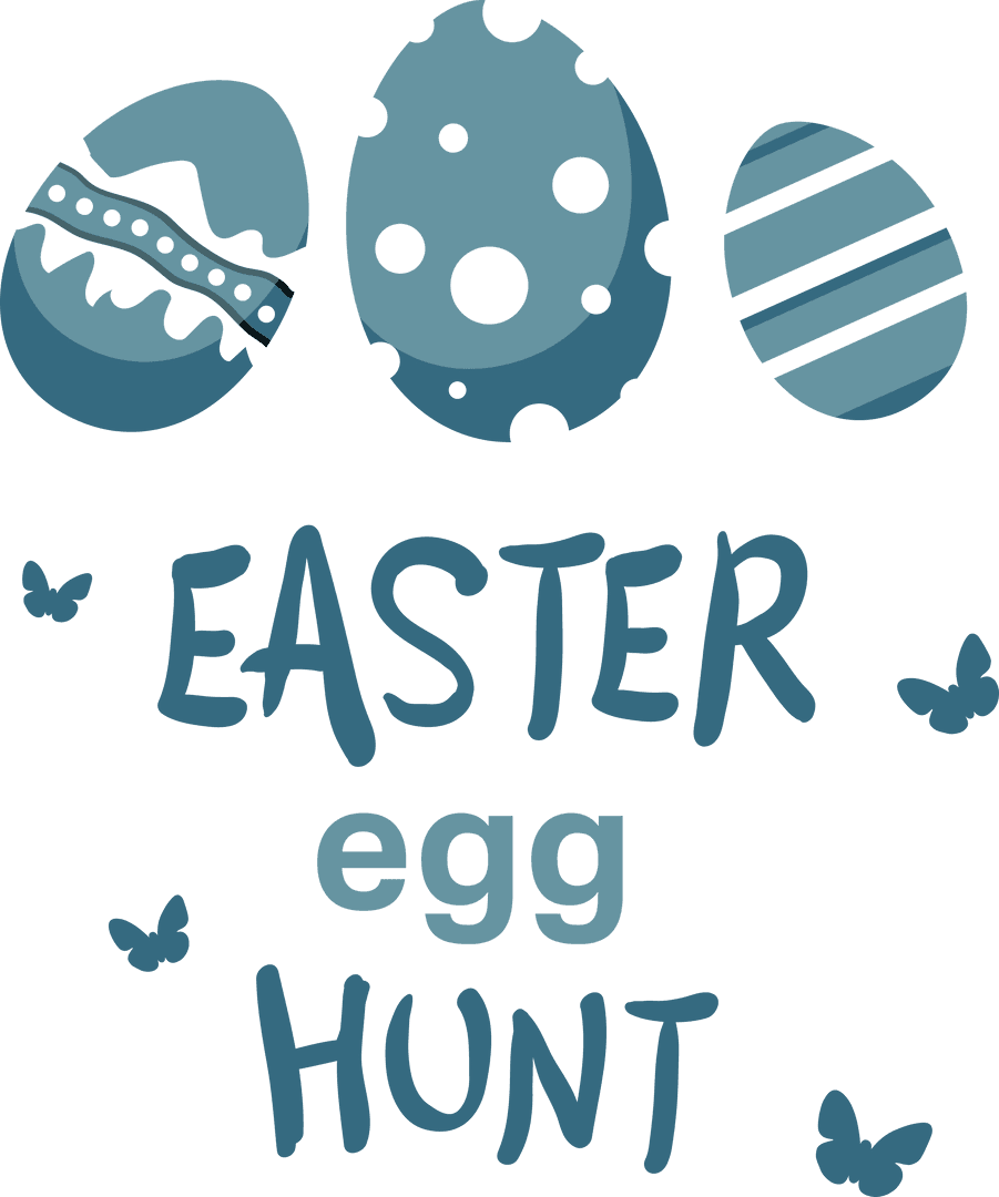 Colorful Easter Egg Hunt Design with Text on Transparent Background