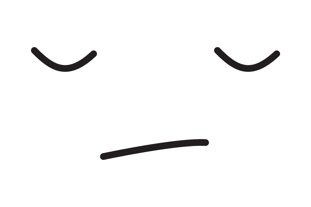 Sad Facial Expression with Closed Eyes on Transparent Background