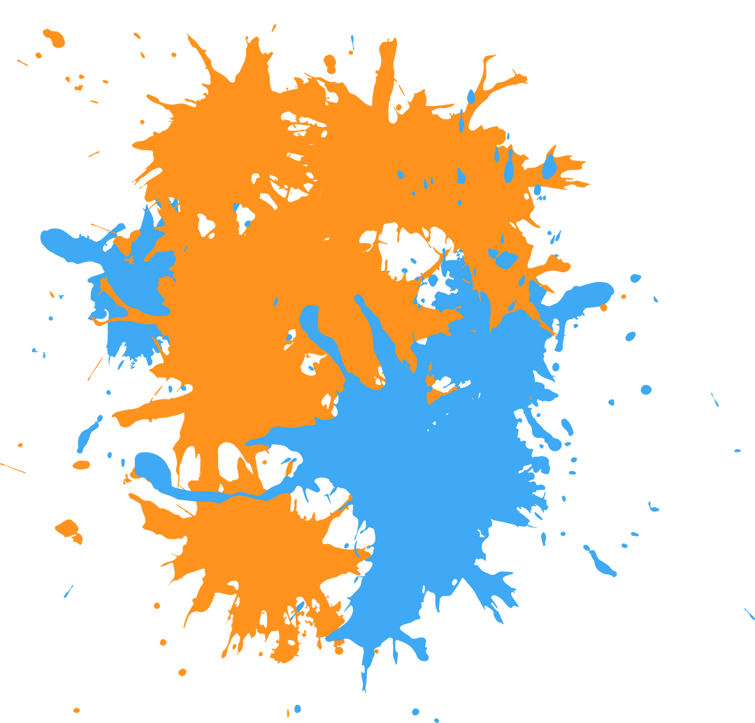 Vibrant Blue and Orange Paint Splatters on Transparent Background - Download Free Stock Images Pikwizard.com