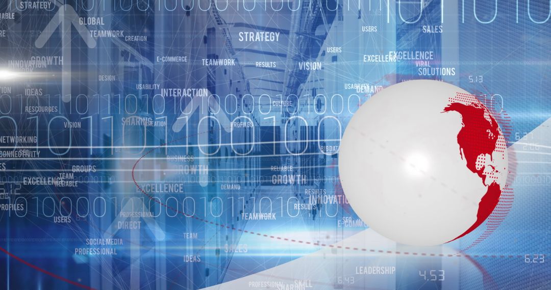Global Network Technology Background with Globe and Data Elements