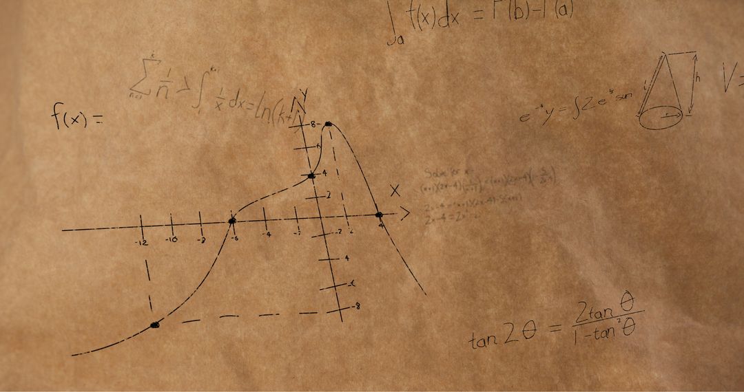 Mathematical Equations and Graphs on Textured Brown Background - Free Images, Stock Photos and Pictures on Pikwizard.com