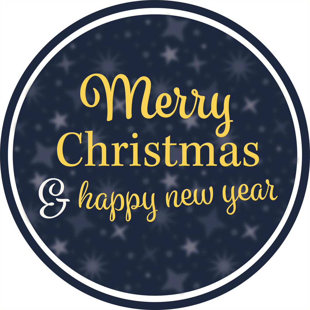 Transparent Round Christmas and New Year Label Design