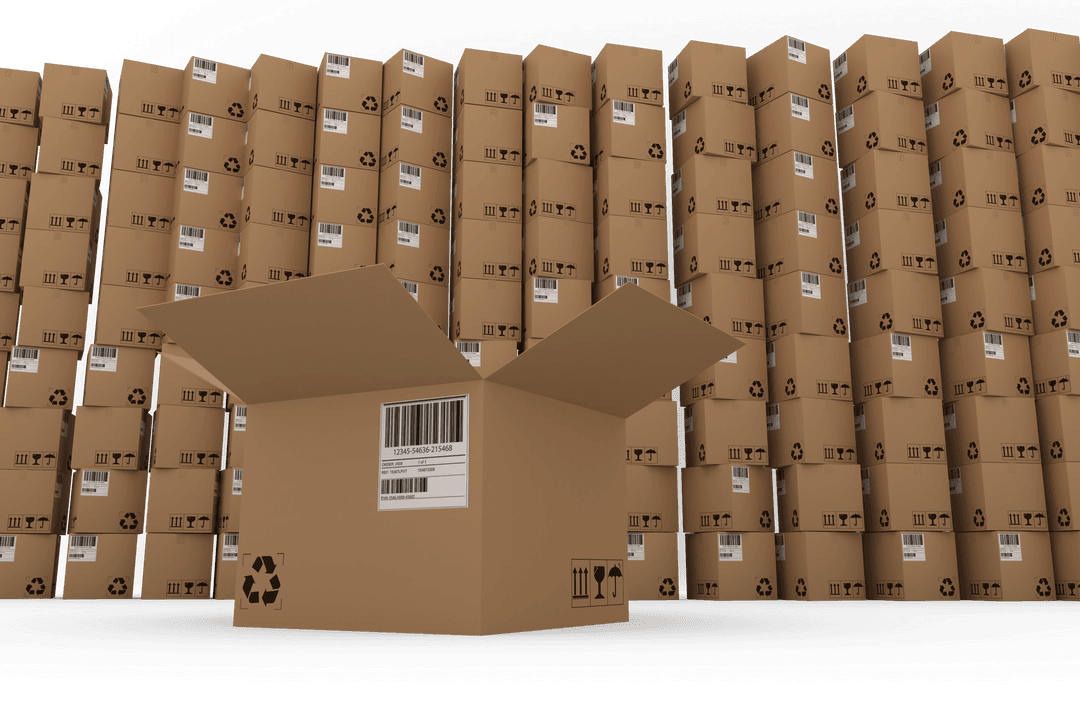 Transparent Warehouse Open Cardboard Box Multiple Box Arrangement