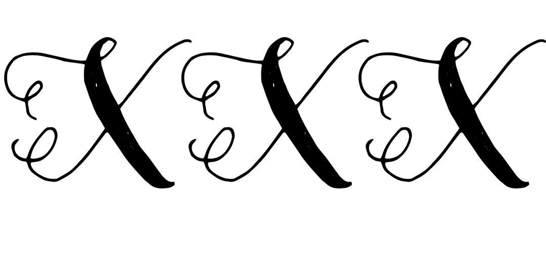 Triple Curly Script X Letters on Transparent Background