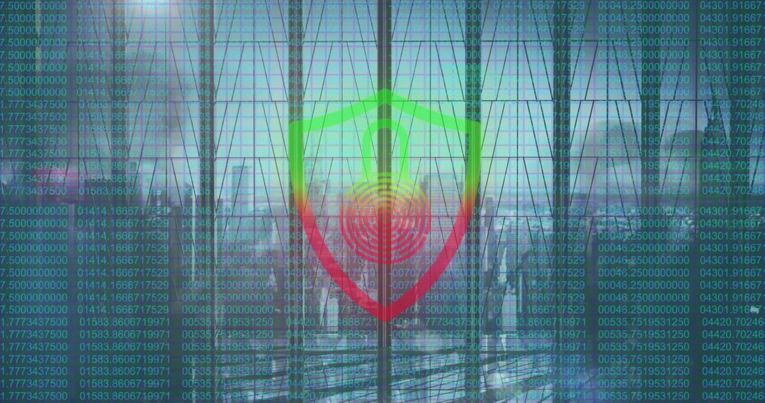 Innovative Cybersecurity with Digital Shield in Futuristic Urban Tower